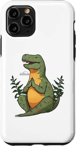 Vista 10 de Funda de meditación para iPhone 15 Tyrannosaurus Rex T-Rex Yoga Meditating Trex