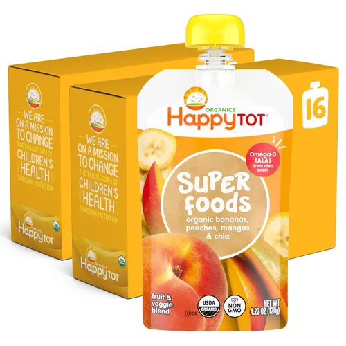 Vista 11 de HAPPYTOT Organics Stage 4 - Bolsas de comida para bebés, sin gluten, aperitivo vegano, SuperFoods puré de frutas y verduras, manzanas, calabaza