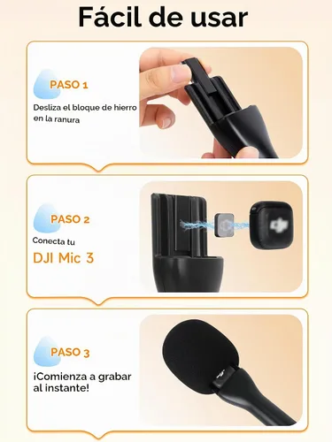 Vista 8 de YOUSHARES Soporte de micrófono de entrevista de mano compatible con DJI Mic 3, riel deslizante magnético de hierro, micrófonos inalámbricos Negro