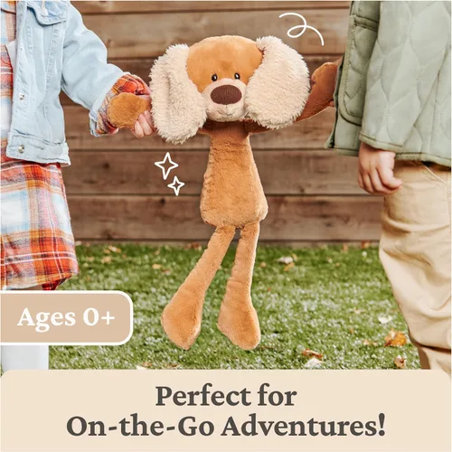 Vista 7 de GUND Amigos para llevar, perro de peluche Masi cachorro para edades de 1 año en adelante, marrón/crema, 15 pulgadas