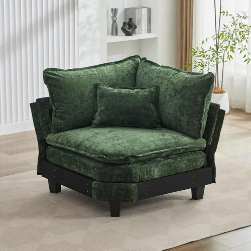Vista 35 de Sofá Seccional, Sofá Modular Cloud con Otomana, Sofás Cama de Asiento Profundo con Almohadas Decorativas, Cómodo Sofá de Dos Plazas de Chenilla