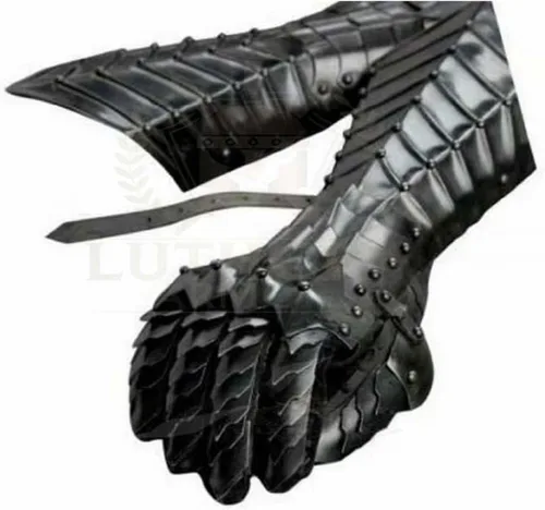 Vista 4 de Medieval Brass Gauntlets Medieval Templar Steel Functional Gauntlets for Combat