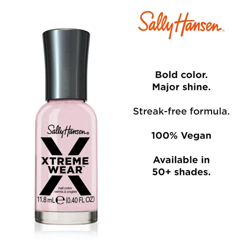 Vista 202 de Sally Hansen Xtreme Wear Esmalte de uñas sin rayas, acabado brillante, duradero, resistente a las astillas, transparente, color de uñas plateado 130