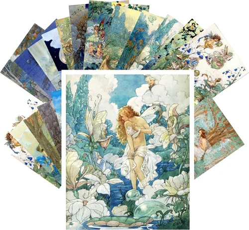 Vista 5 de Postales vintage 24 unids oriental y medieval cuentos caballero princesse Vintage libro ilustración