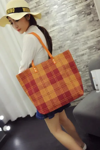 Vista 2 de chezi Mujer Scots cuadros grande bolsa de lona bolsa de la compra