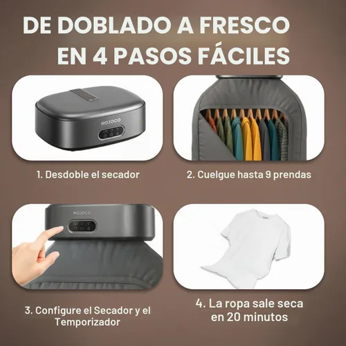 Vista 7 de MOJOCO Secadora de ropa portátil – Mini-secadora compacta para apartamentos, casas rodantes, viajes, pequeña máquina silenciosa de secado rápido