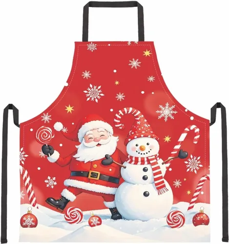 Vista 83 de Dreaweet Delantal de cocina unisex con cuello ajustable de Navidad