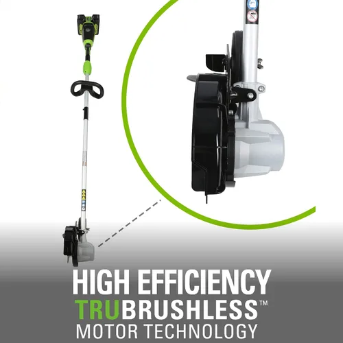 Vista 4 de Greenworks - Desbrozadora sin escobillas de 48 V (24 V x 2), 8 pulgadas, (2) baterías de 4 Ah y cargador de doble puerto de 4 A incluido, ED48L4410