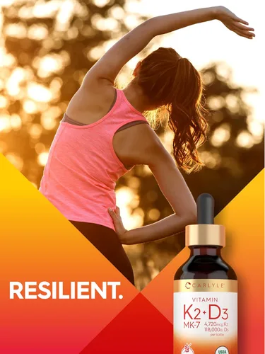Vista 6 de Carlyle Gotas de vitamina D3 K2 2 onzas líquidas Suplemento MK-7 Fórmula vegetariana, sin OMG, sin gluten y sin soja