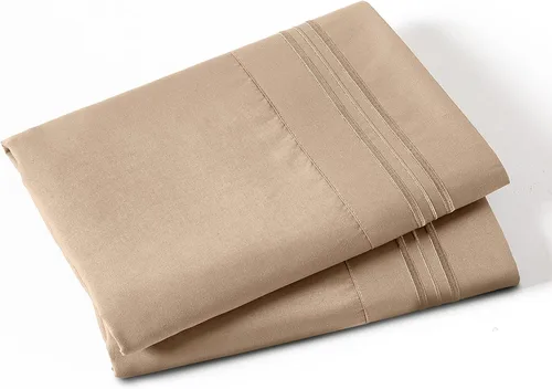 Vista 7 de P Pothuiny Fundas de almohada 100% microfibra – Fundas de almohada beige súper suaves de 20 x 30 pulgadas – Juego de 2 fundas de almohada