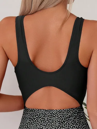 Vista 5 de WDIRARA Traje de baño de una pieza con estampado gráfico bohemio recortado para mujer