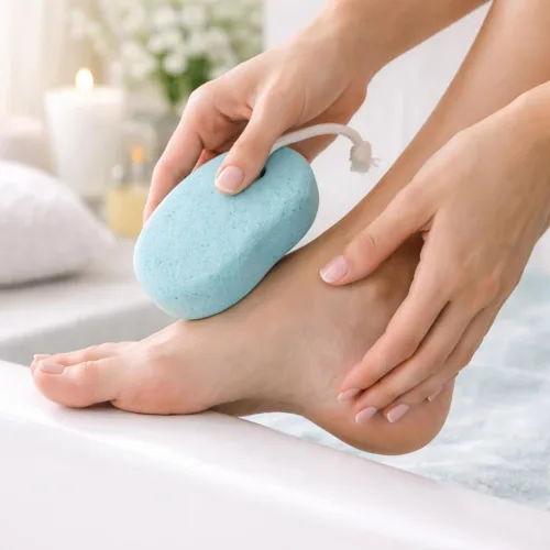 Vista 4 de Piedra pómez para pies, cuerpo, manos [fabricada en Japón] mezcla de turmalina para un acabado extra fino y liso, limpiador de piedra pómez suave