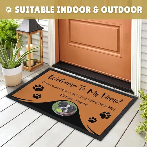 Vista 6 de Tapete personalizado para puerta de perro con foto y nombre, tapete de bienvenida personalizado, tapete de piso, tapete para puerta delantera