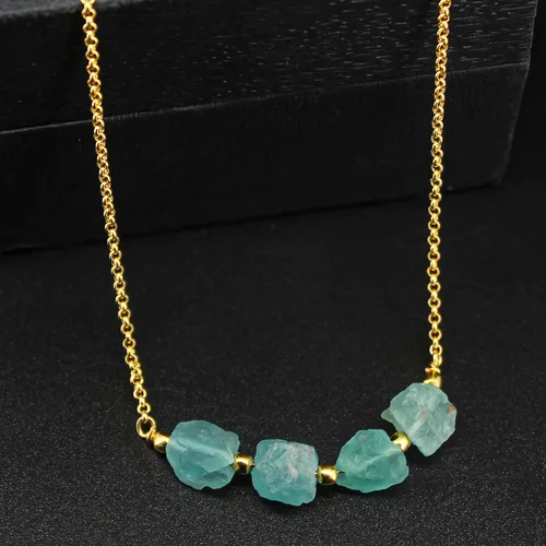 Vista 10 de Gempires Natural Raw Bar Crystals Pendant Necklace Handmade Jewelry 22 inch Adjustable Chain