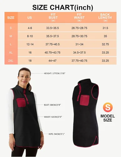 Vista 6 de JACK SMITH Vestido de forro polar sin mangas para mujer, vestido de invierno con botones y bolsillos