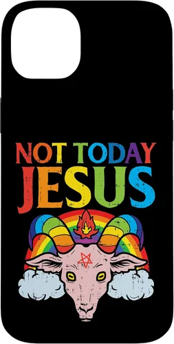 Vista 15 de Today Not Jesus Satan Goat Satanic Rainbow Satanism Gift Case for iPhone 17