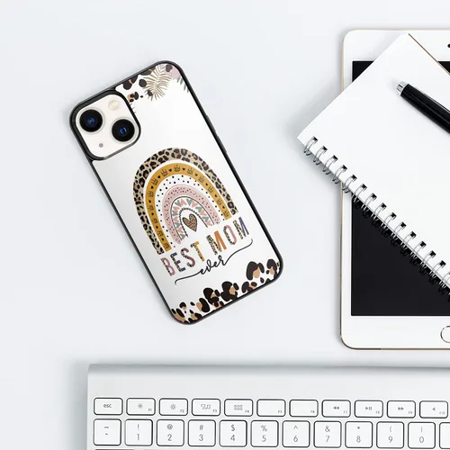 Vista 6 de Regalo de cumpleaños para el día de la madre, diseño de leopardo, arco iris, corazón, para iPhone 15, 14, 13, 12, 11 Pro Max, Samsung Galaxy S23 S22