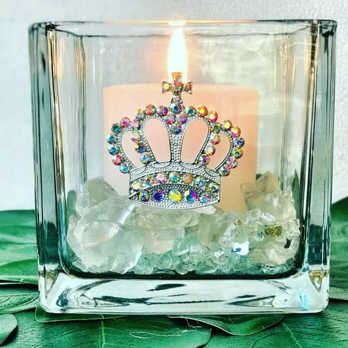 Vista 2 de THE QUEENS' JEWELS Aurora Borealis - Jarrón portavelas de 4 x 4 pulgadas, regalo único para mujeres, cumpleaños, lindo, divertido, cóctel, reina