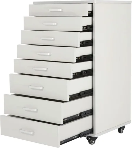 Vista 7 de Medical Dental Assistant's Mobile Cabinet Alabama Cart Utility Cart Carrito 7 cajones con asa, fácil de sacar y empujar hacia atrás. Blanco