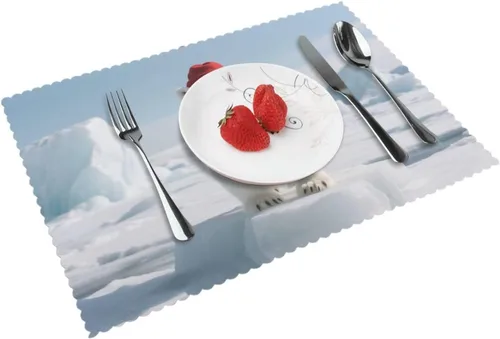 Vista 15 de Rectangular Placemats Set of 4, Heat Resistant Black Eagle Printed Kitchen Dining Table Mats