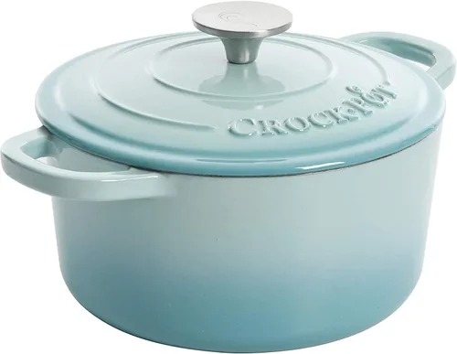 Vista 3 de Crock-Pot Horno Holandés Artesanal Redondo de Hierro Fundido Esmaltado, 3 Cuartos, Aqua