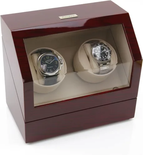 Vista 2 de Heiden Bobinadora de reloj doble de doble alimentación en madera de cerezo, Japonés