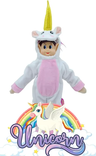 Vista 2 de Accesorios y ropa de elfo navideño, conjuntos de moda de unicornio, la muñeca no está incluida. (Blanco)