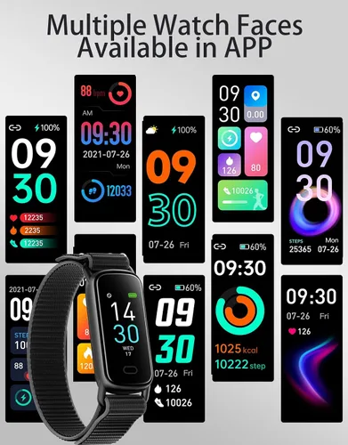 Vista 5 de Rastreador de actividad física para mujer con frecuencia cardíaca SpO2 para presión arterial, monitor de sueño, relojes de fitness, 16 modos