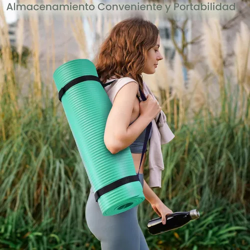 Vista 7 de Fitvids Tapete de yoga de 1/2 pulgada, extra grueso, de alta densidad, antidesgarros, con correa de transporte, adecuado para varios ejercicios