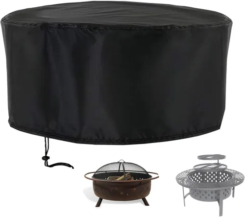 Vista 9 de Cubierta rectangular para fogata, impermeable, para mesa de fuego de gas propano al aire libre, 28 pulgadas de largo x 28 pulgadas de ancho x 24