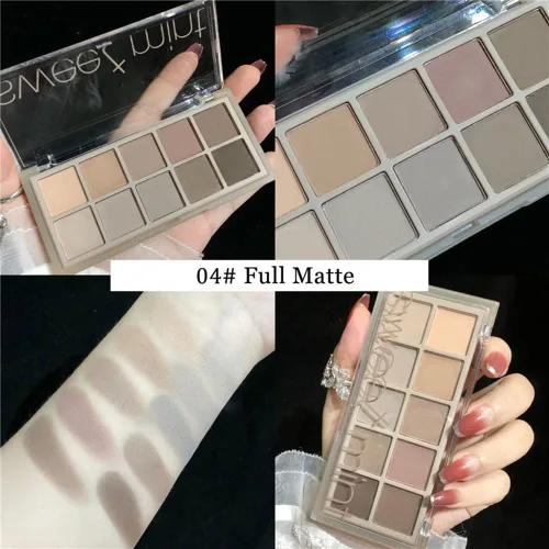 Vista 5 de Go Ho Paleta de sombra de ojos de 10 colores, paleta de sombra de ojos mate para mujeres mayores, tonos mezclables altamente pigmentados, paleta