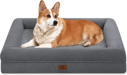 Vista 11 de Cama ortopédica grande para perros, cama impermeable para perros con funda extraíble, sofá suave para mascotas con 4 lados extraíbles y base