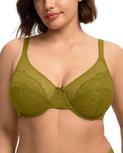 Vista 8 de HSIA Sujetadores minimizadores para mujer Enchante Lace Underwire Bra para Beige almendra