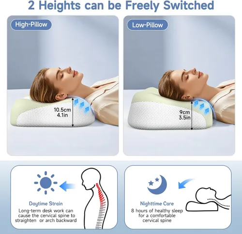 Vista 10 de Almohada cervical para el cuello de espuma viscoelástica ergonómica de un
