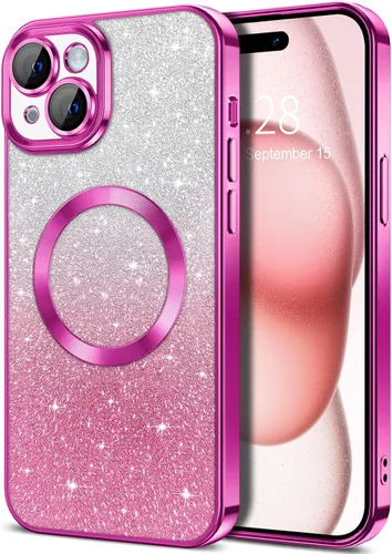 Vista 77 de Hython Funda para iPhone 13 Pro transparente con purpurina magnética [compatible con MagSafe] Protector completo de lente de cámara delgado