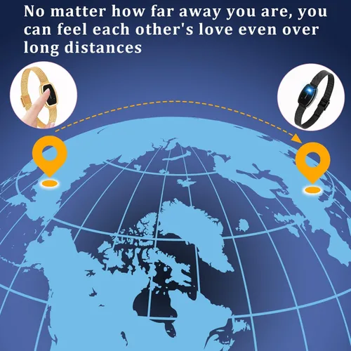 Vista 2 de PULOMI Long Distance Touch Bracelets,Vibration & Light up Couples Bracelets, Remote Smart Matching Couples Bracelet for Lovers Long Distance