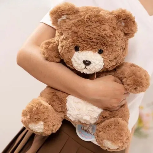 Vista 6 de Oso de peluche suave de 9.8 pulgadas, animal de peluche para niños y niños, peluche esponjoso marrón, regalo para cumpleaños, día de San Valentín