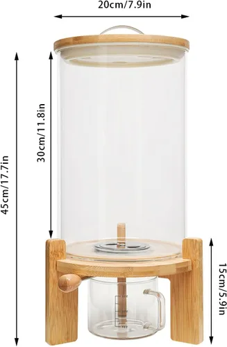 Vista 3 de 7.5L Cereal Contenedores Almacenamiento,Dispensador de cereales Harina Arroz Contenedor de almacenamiento Tanque de vidrio W/Lid Medición Taza Cubo