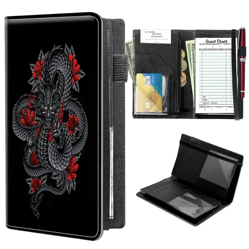 Vista 18 de Libros para Servidores de Alto Volumen, Libro de Servidor de Árbol de Color Artístico con 2 Bolsillos Expandibles de 9 x 5 pulgadas, Lindo Libro