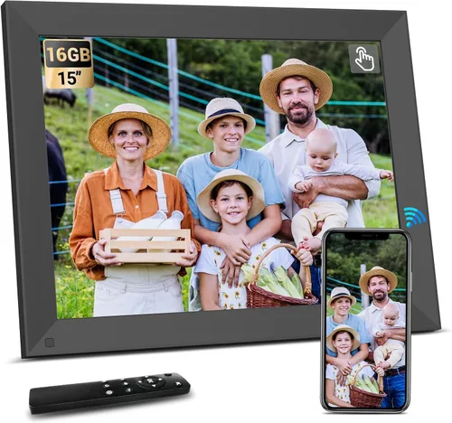 Vista 14 de BSIMB - Portarretratos digital de 8 pulgadas con pantalla táctil, portarretratos electrónico mediante Wi-Fi con pantalla HD de 1280 x 800, álbum