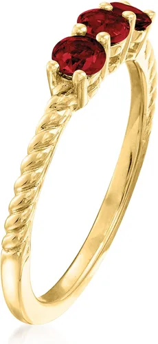 Vista 3 de Ross-Simons Anillo de oro de 18 quilates con 3 piedras granate en oro de 18 quilates sobre plata esterlina