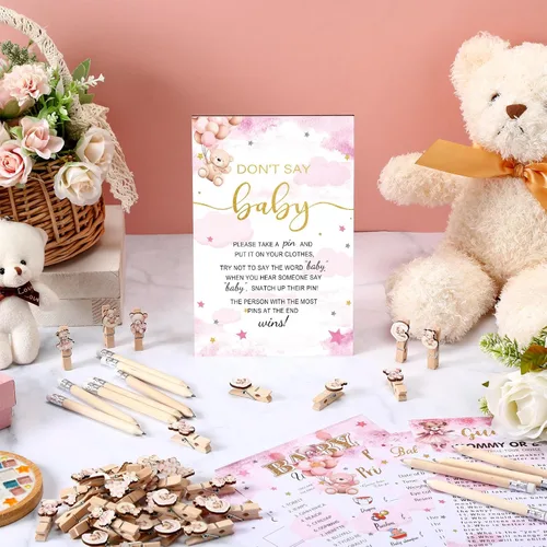 Vista 2 de Patelai 321 Bearly Wait Baby Shower Decoraciones de oso rosa, suministros de fiesta de oso rosa, juegos de baby shower, juegos de 5 juegos de No