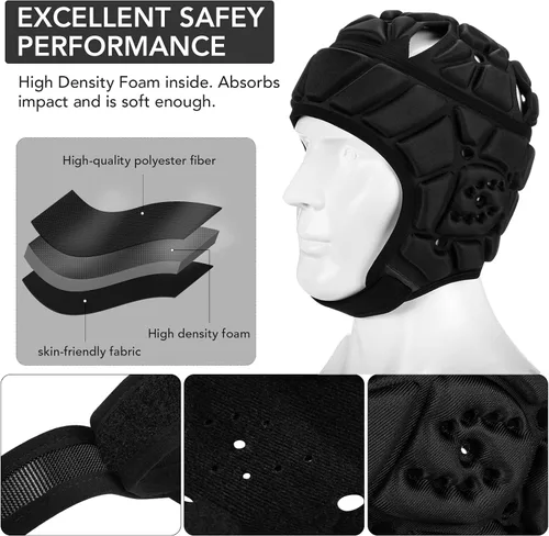 Vista 4 de Flag - Casco de fútbol juvenil de carcasa suave para fútbol 7v7, casco de carcasa suave para bandera de fútbol para niños y adultos, casco de rugby