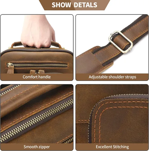 Vista 5 de Jack&Chris Bolso bandolera de cuero para hombre, bolso cruzado para el trabajo, negocios