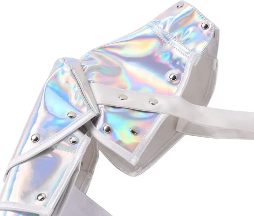 Vista 5 de YiZYiF - Armaduras góticas de hombro steampunk PU metal remaches brazo armadura brazalete cuerpo pecho arnés Cosplay traje accesorio