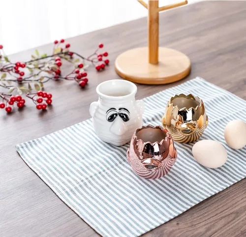 Vista 8 de Divertido separador de huevos de cocina, taza separadora de huevo de cerámica de dibujos animados y yema, apto para lavavajillas, regalo creativo