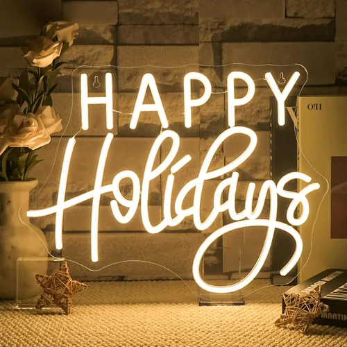 Vista 12 de Horseneon Letrero de neón de Navidad con texto en inglés "Welcome Foolish Mortals", mansión embrujada, decoración de pared LED para puerta, Mab