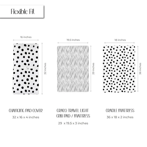 Vista 2 de Ely's & Co - Juego de fundas para cambiador, 2 unidades, 100% algodón de jersey, rayas y puntos abstractos en blanco y negro