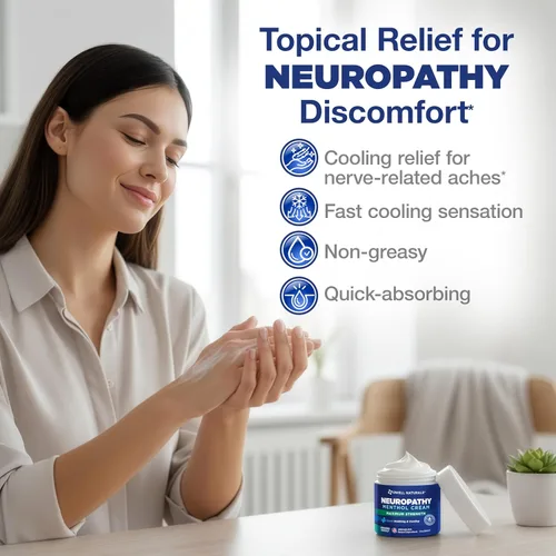 Vista 2 de Owell Naturals Crema de neuropatía extra fuerte – Enfriamiento de rápida absorción para piernas, pies y manos – Fórmula calmante avanzada con aloe