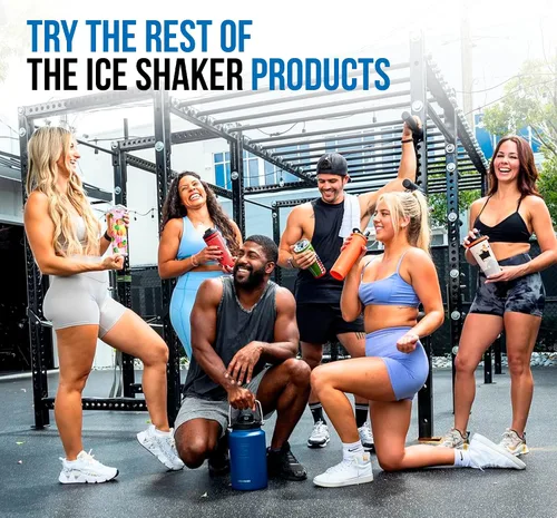 Vista 7 de Ice Shaker Vaso de 26 onzas, botella de agua aislada con popote, botella de acero inoxidable, como se ve en Shark Tank, botella de agua con pajita
